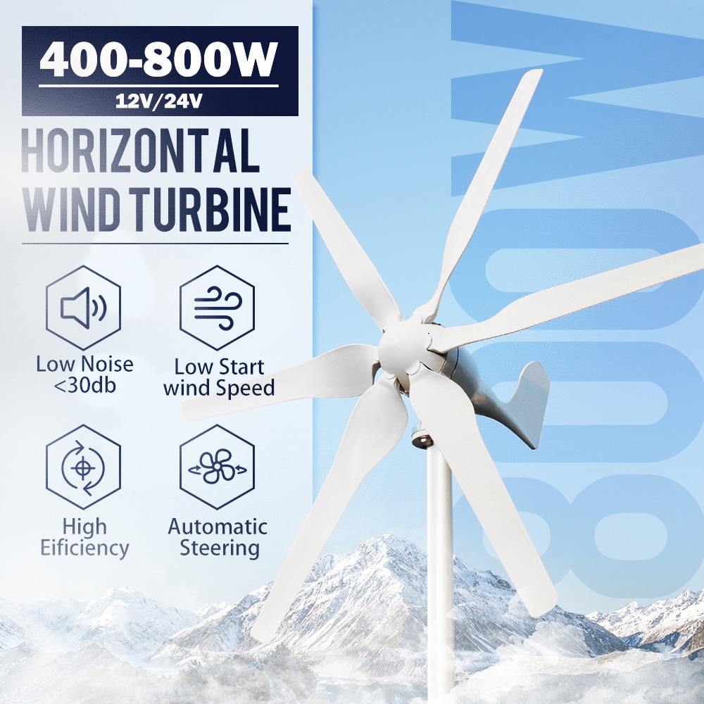 600W Wind Turbine Generator 12/24V 5/6 Blade W/ Windmill Charge Controller US 